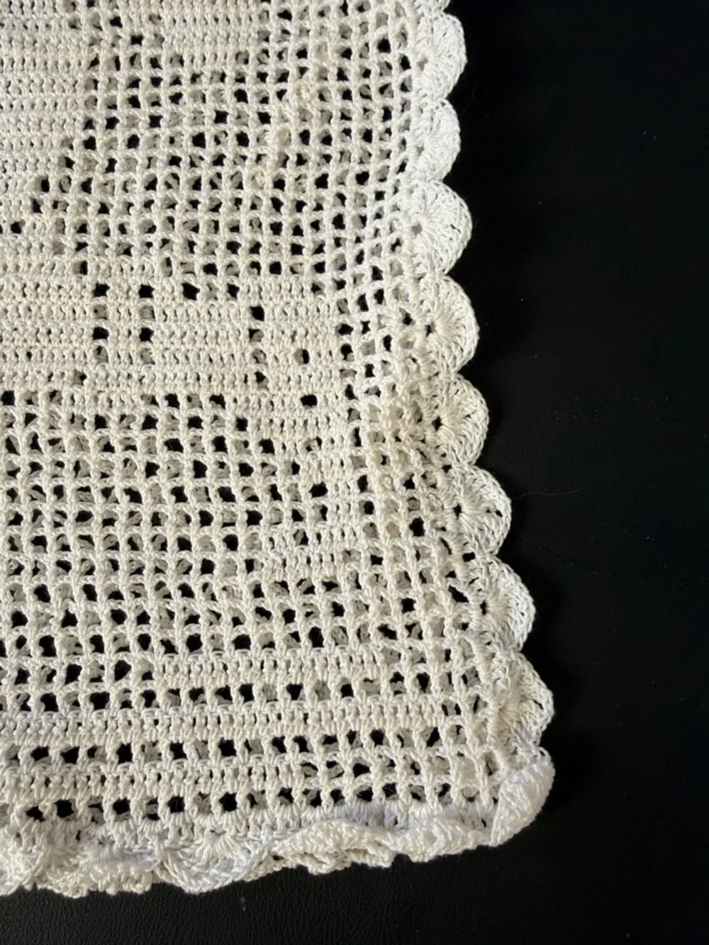 Handmade Crochet Lace Pillow Cover 18x18 Cream Cottagecore Farmhouse